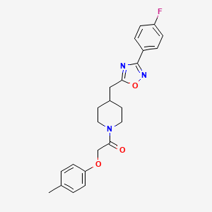 molecular formula C23H24FN3O3 B2634205 4-{[3-(4-氟苯基)-1,2,4-恶二唑-5-基]甲基}-1-[(4-甲基苯氧基)乙酰基]哌啶 CAS No. 1775455-69-0