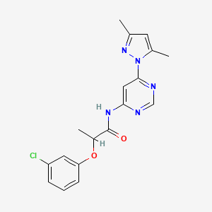 molecular formula C18H18ClN5O2 B2634213 2-(3-chlorophenoxy)-N-(6-(3,5-dimethyl-1H-pyrazol-1-yl)pyrimidin-4-yl)propanamide CAS No. 1428356-26-6