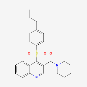 molecular formula C24H26N2O3S B2634216 3-(Piperidine-1-carbonyl)-4-(4-propylbenzenesulfonyl)quinoline CAS No. 1111052-74-4