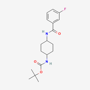 molecular formula C18H25FN2O3 B2634224 叔丁基(1R*,4R*)-4-(3-氟苯甲酰氨基)环己基氨基甲酸酯 CAS No. 1286275-52-2