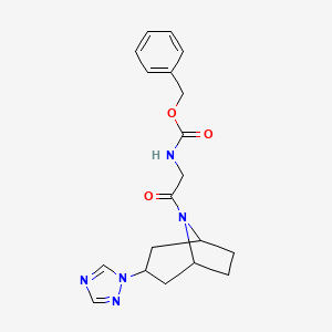 molecular formula C19H23N5O3 B2634232 苄基(2-((1R,5S)-3-(1H-1,2,4-三唑-1-基)-8-氮杂双环[3.2.1]辛-8-基)-2-氧代乙基)氨基甲酸酯 CAS No. 2210137-84-9