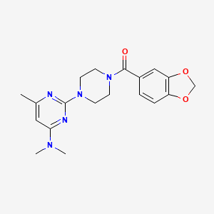 molecular formula C19H23N5O3 B2634234 1,3-Benzodioxol-5-yl-[4-[4-(dimethylamino)-6-methylpyrimidin-2-yl]piperazin-1-yl]methanone CAS No. 941923-71-3