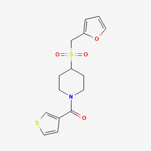 molecular formula C15H17NO4S2 B2634239 (4-((Furan-2-ylmethyl)sulfonyl)piperidin-1-yl)(thiophen-3-yl)methanone CAS No. 1448128-09-3