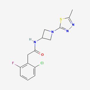 molecular formula C14H14ClFN4OS B2634243 2-(2-Chloro-6-fluorophenyl)-N-[1-(5-methyl-1,3,4-thiadiazol-2-yl)azetidin-3-yl]acetamide CAS No. 2415535-38-3