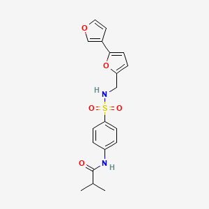 molecular formula C19H20N2O5S B2634251 N-(4-(N-([2,3'-双呋喃]-5-基甲基)磺酰胺基)苯基)异丁酰胺 CAS No. 2034442-41-4