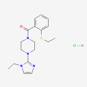 molecular formula C18H25ClN4OS B2634252 (4-(1-ethyl-1H-imidazol-2-yl)piperazin-1-yl)(2-(ethylthio)phenyl)methanone hydrochloride CAS No. 1331143-95-3