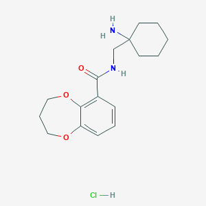 molecular formula C17H25ClN2O3 B2634262 N-[(1-Aminocyclohexyl)methyl]-3,4-dihydro-2H-1,5-benzodioxepine-6-carboxamide;hydrochloride CAS No. 2418644-43-4