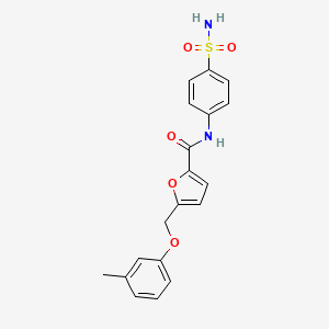 molecular formula C19H18N2O5S B2634268 5-[(3-甲基苯氧基)甲基]-N-(4-磺酰胺苯基)呋喃-2-甲酰胺 CAS No. 878716-17-7