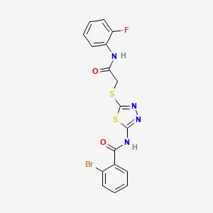 molecular formula C17H12BrFN4O2S2 B2634272 2-溴-N-(5-((2-((2-氟苯基)氨基)-2-氧代乙基)硫代)-1,3,4-噻二唑-2-基)苯甲酰胺 CAS No. 389072-59-7