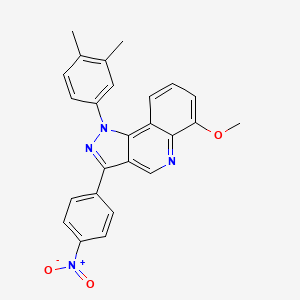 molecular formula C25H20N4O3 B2634285 1-(3,4-二甲苯基)-6-甲氧基-3-(4-硝基苯基)-1H-吡唑并[4,3-c]喹啉 CAS No. 901044-94-8