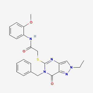 molecular formula C23H23N5O3S B2634288 2-((6-benzyl-2-ethyl-7-oxo-6,7-dihydro-2H-pyrazolo[4,3-d]pyrimidin-5-yl)thio)-N-(2-methoxyphenyl)acetamide CAS No. 932496-60-1