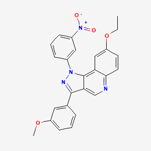 molecular formula C25H20N4O4 B2634295 8-ethoxy-3-(3-methoxyphenyl)-1-(3-nitrophenyl)-1H-pyrazolo[4,3-c]quinoline CAS No. 901005-11-6