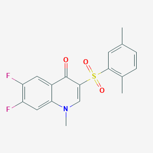 molecular formula C18H15F2NO3S B2634297 3-((2,5-二甲苯基)磺酰基)-6,7-二氟-1-甲基喹啉-4(1H)-酮 CAS No. 902299-42-7