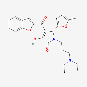 molecular formula C25H28N2O5 B2634302 4-(benzofuran-2-carbonyl)-1-(3-(diethylamino)propyl)-3-hydroxy-5-(5-methylfuran-2-yl)-1H-pyrrol-2(5H)-one CAS No. 618868-06-7