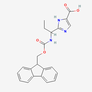 molecular formula C22H21N3O4 B2634307 2-[1-({[(9H-fluoren-9-yl)methoxy]carbonyl}amino)propyl]-1H-imidazole-4-carboxylic acid CAS No. 2138507-43-2