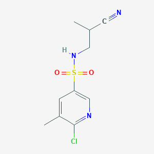 molecular formula C10H12ClN3O2S B2634314 6-Chloro-N-(2-cyanopropyl)-5-methylpyridine-3-sulfonamide CAS No. 1436156-47-6