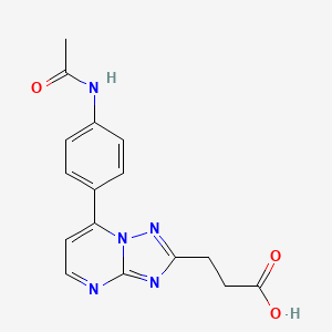 molecular formula C16H15N5O3 B2634319 3-[7-(4-Acetamidophenyl)-[1,2,4]triazolo[1,5-a]pyrimidin-2-yl]propanoic acid CAS No. 1245807-23-1