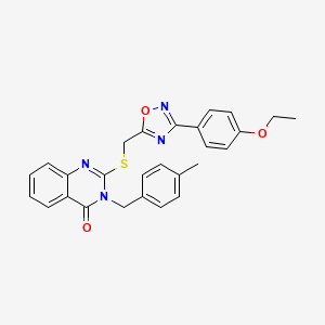 molecular formula C27H24N4O3S B2634321 2-(((3-(4-ethoxyphenyl)-1,2,4-oxadiazol-5-yl)methyl)thio)-3-(4-methylbenzyl)quinazolin-4(3H)-one CAS No. 2034568-61-9