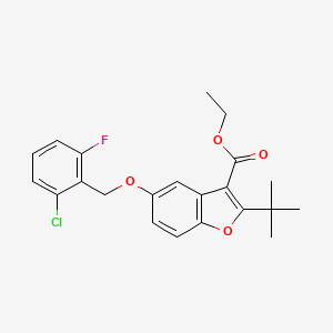 molecular formula C22H22ClFO4 B2634322 Ethyl 2-tert-butyl-5-[(2-chloro-6-fluorophenyl)methoxy]-1-benzofuran-3-carboxylate CAS No. 488826-44-4