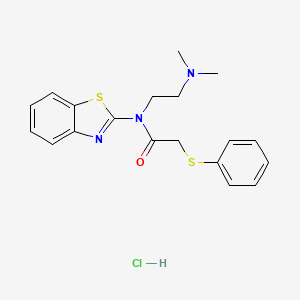 molecular formula C19H22ClN3OS2 B2634351 N-(benzo[d]thiazol-2-yl)-N-(2-(dimethylamino)ethyl)-2-(phenylthio)acetamide hydrochloride CAS No. 1216800-41-7