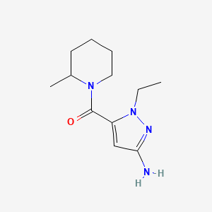 molecular formula C12H20N4O B2634353 1-ethyl-5-[(2-methylpiperidin-1-yl)carbonyl]-1H-pyrazol-3-amine CAS No. 1856091-65-0