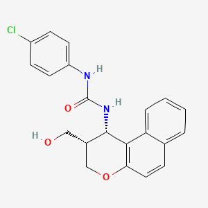 molecular formula C21H19ClN2O3 B2634355 N-(4-chlorophenyl)-N'-[2-(hydroxymethyl)-2,3-dihydro-1H-benzo[f]chromen-1-yl]urea CAS No. 477713-62-5