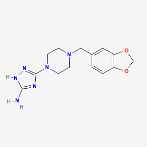 molecular formula C14H18N6O2 B2634357 5-[4-(1,3-benzodioxol-5-ylmethyl)piperazino]-1H-1,2,4-triazol-3-amine CAS No. 477851-41-5