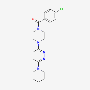 molecular formula C20H24ClN5O B2634361 (4-Chlorophenyl)(4-(6-(piperidin-1-yl)pyridazin-3-yl)piperazin-1-yl)methanone CAS No. 898434-52-1