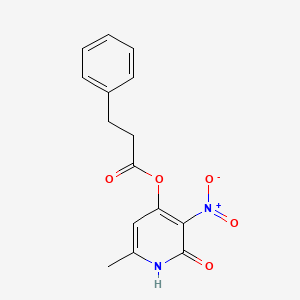 molecular formula C15H14N2O5 B2634362 (6-甲基-3-硝基-2-氧代-1H-吡啶-4-基) 3-苯基丙酸酯 CAS No. 868680-14-2