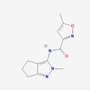 molecular formula C12H14N4O2 B2634365 5-methyl-N-(2-methyl-2,4,5,6-tetrahydrocyclopenta[c]pyrazol-3-yl)isoxazole-3-carboxamide CAS No. 1105222-67-0