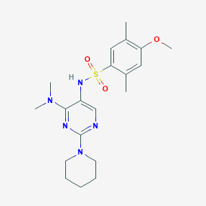 molecular formula C20H29N5O3S B2634391 N-(4-(二甲氨基)-2-(哌啶-1-基)嘧啶-5-基)-4-甲氧基-2,5-二甲基苯磺酰胺 CAS No. 1797325-97-3