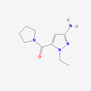 molecular formula C10H16N4O B2634399 1-ethyl-5-(pyrrolidin-1-ylcarbonyl)-1H-pyrazol-3-amine CAS No. 1856049-02-9