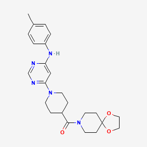 molecular formula C24H31N5O3 B2634405 1,4-二氧杂-8-氮杂螺[4.5]癸烷-8-基(1-(6-(对甲苯氨基)嘧啶-4-基)哌啶-4-基)甲酮 CAS No. 1251552-49-4