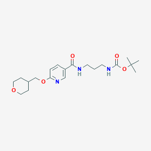 molecular formula C20H31N3O5 B2634411 tert-butyl (3-(6-((tetrahydro-2H-pyran-4-yl)methoxy)nicotinamido)propyl)carbamate CAS No. 2034364-76-4