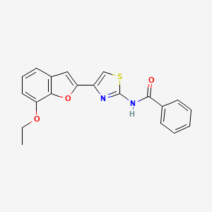 molecular formula C20H16N2O3S B2634422 N-(4-(7-乙氧基苯并呋喃-2-基)噻唑-2-基)苯甲酰胺 CAS No. 921870-56-6