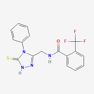 molecular formula C17H13F3N4OS B2634424 N-[(4-phenyl-5-sulfanylidene-1H-1,2,4-triazol-3-yl)methyl]-2-(trifluoromethyl)benzamide CAS No. 391887-13-1