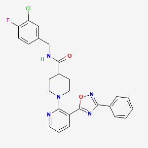 molecular formula C26H23ClFN5O2 B2634425 1-[4-(isobutyrylamino)benzoyl]-N-(2-methoxyethyl)piperidine-4-carboxamide CAS No. 1189642-65-6