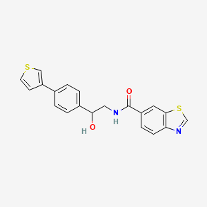 molecular formula C20H16N2O2S2 B2634427 N-{2-hydroxy-2-[4-(thiophen-3-yl)phenyl]ethyl}-1,3-benzothiazole-6-carboxamide CAS No. 2320926-15-4