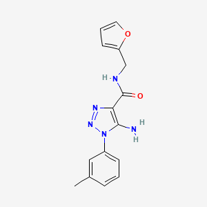 molecular formula C15H15N5O2 B2634429 5-amino-N-(furan-2-ylmethyl)-1-(3-methylphenyl)triazole-4-carboxamide CAS No. 443110-78-9