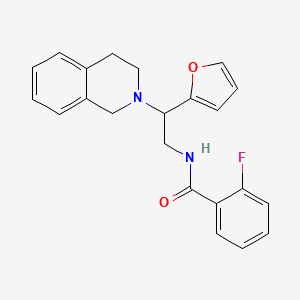 molecular formula C22H21FN2O2 B2634430 N-(2-(3,4-二氢异喹啉-2(1H)-基)-2-(呋喃-2-基)乙基)-2-氟苯甲酰胺 CAS No. 904277-85-6