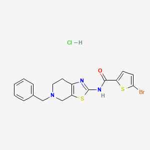 molecular formula C18H17BrClN3OS2 B2634431 N-(5-benzyl-4,5,6,7-tetrahydrothiazolo[5,4-c]pyridin-2-yl)-5-bromothiophene-2-carboxamide hydrochloride CAS No. 1189505-82-5