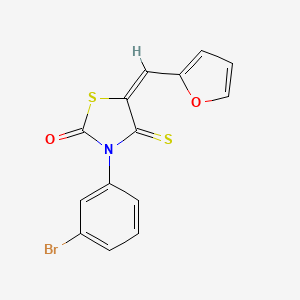 molecular formula C14H8BrNO2S2 B2634442 (E)-3-(3-bromophenyl)-5-(furan-2-ylmethylene)-4-thioxothiazolidin-2-one CAS No. 306322-32-7