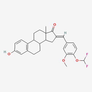 molecular formula C27H28F2O4 B2634452 (E)-16-(4-(二氟甲氧基)-3-甲氧基苄叉亚甲基)-3-羟基-13-甲基-7,8,9,11,12,13,15,16-八氢-6H-环戊[a]菲并蒽-17(14H)-酮 CAS No. 1192742-18-9