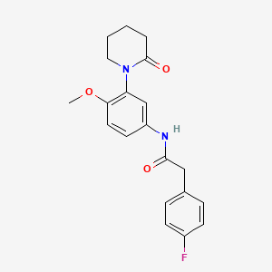 molecular formula C20H21FN2O3 B2634470 2-(4-fluorophenyl)-N-(4-methoxy-3-(2-oxopiperidin-1-yl)phenyl)acetamide CAS No. 941873-32-1