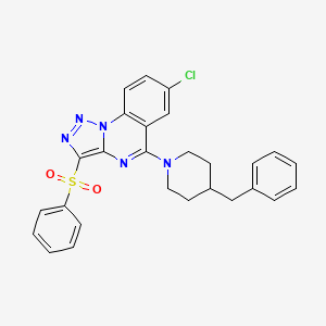 molecular formula C27H24ClN5O2S B2634496 5-(4-苄基哌啶-1-基)-7-氯-3-(苯磺酰基)[1,2,3]三唑并[1,5-a]喹唑啉 CAS No. 893786-79-3