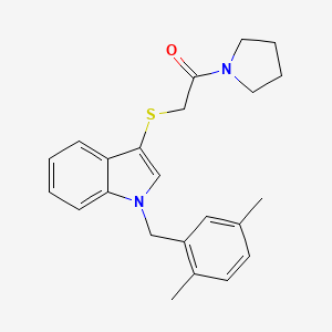 molecular formula C23H26N2OS B2634508 2-((1-(2,5-二甲基苄基)-1H-吲哚-3-基)硫代)-1-(吡咯烷-1-基)乙酮 CAS No. 681279-44-7