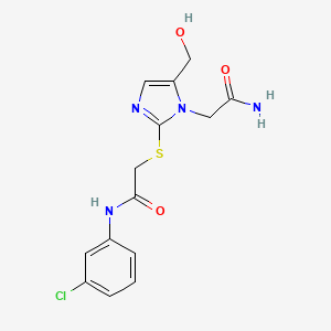 2-((1-(2-amino-2-oxoethyl)-5-(hydroxymethyl)-1H-imidazol-2-yl)thio)-N-(3-chlorophenyl)acetamide