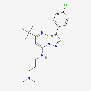 molecular formula C21H28ClN5 B2634536 N'-[5-tert-Butyl-3-(4-chloro-phenyl)-pyrazolo[1,5-a]pyrimidin-7-yl]-N,N-dimethyl-propane-1,3-diamine CAS No. 896079-67-7