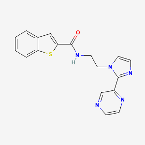 molecular formula C18H15N5OS B2634540 N-(2-(2-(pyrazin-2-yl)-1H-imidazol-1-yl)ethyl)benzo[b]thiophene-2-carboxamide CAS No. 2034477-24-0