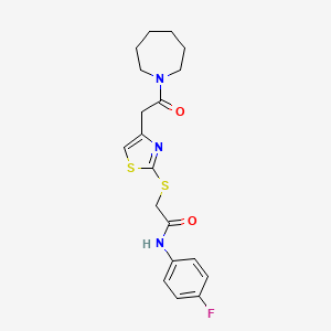 2-((4-(2-(azepan-1-yl)-2-oxoethyl)thiazol-2-yl)thio)-N-(4-fluorophenyl)acetamide